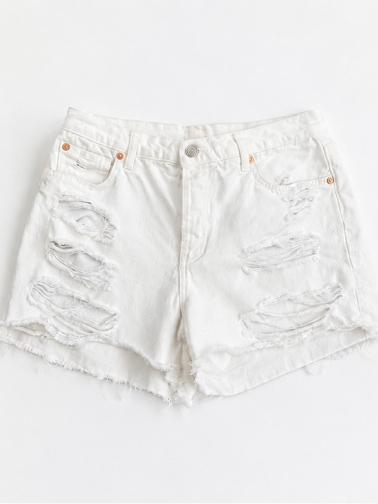 We The Free Pants - Free People We The Free White Denim Cutoff Shorts Distressed Raw Hem Sz 28
